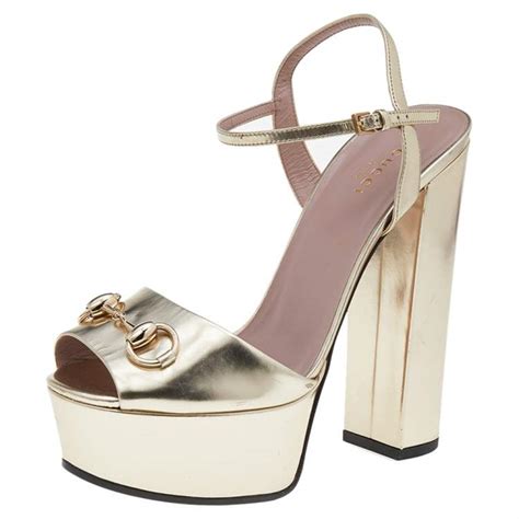 gold platform heels gucci|gucci heels open toe.